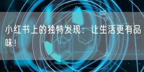 小红书上的独特发现：让生活更有品味！